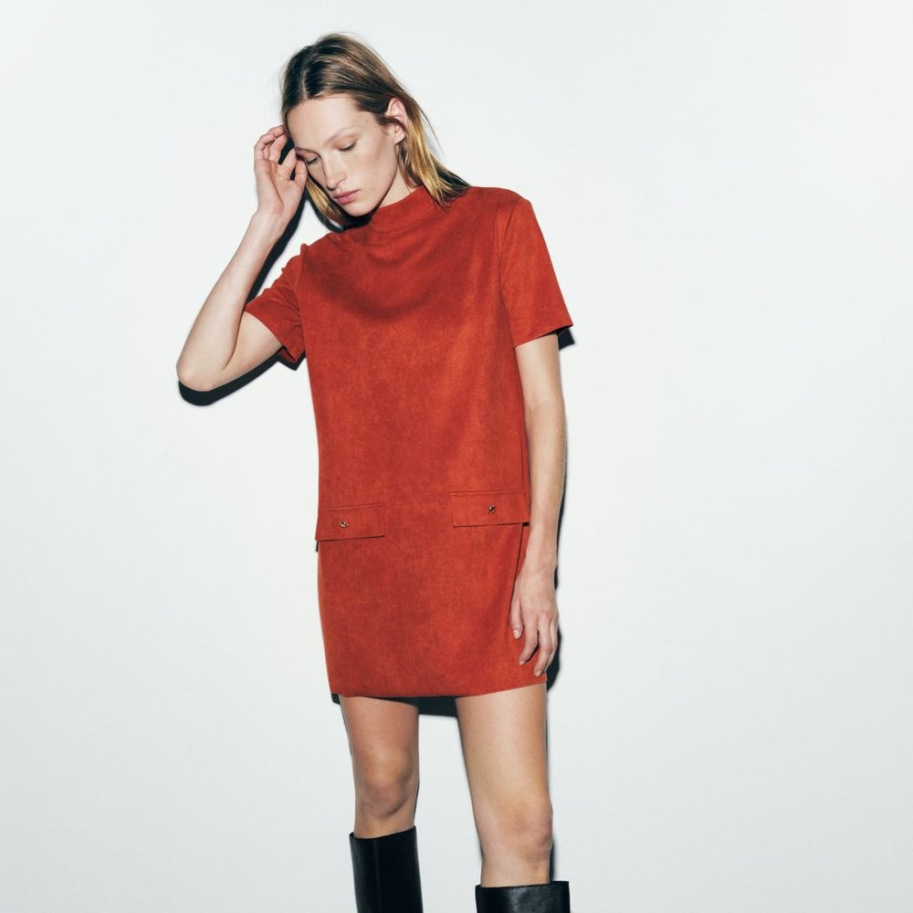 Zara Faux Suede Pocket Dress